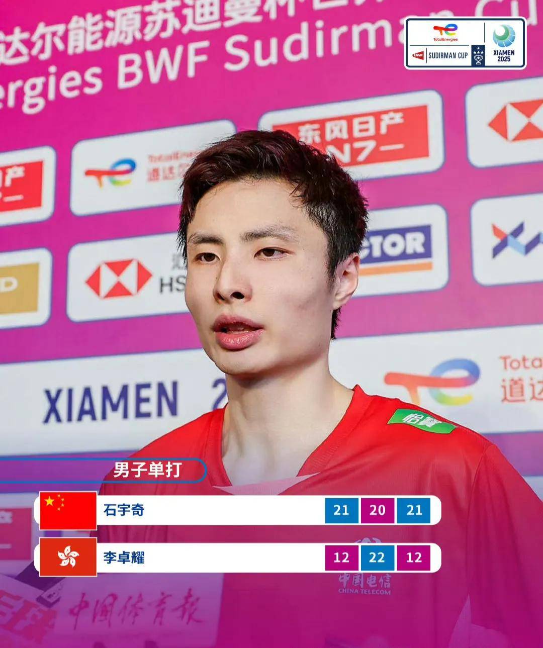 法国队横扫中国队，石宇奇刷新纪录